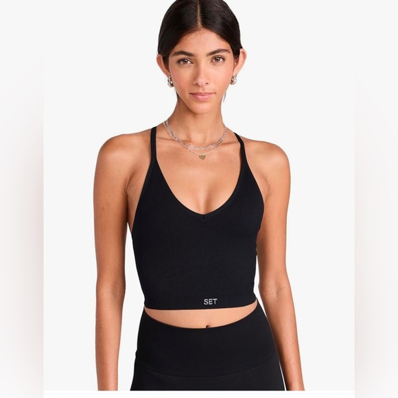 SET Active Other - SET Active | Black Sculptflex Ribbed V Bra Size Small Yoga Workout Activewear